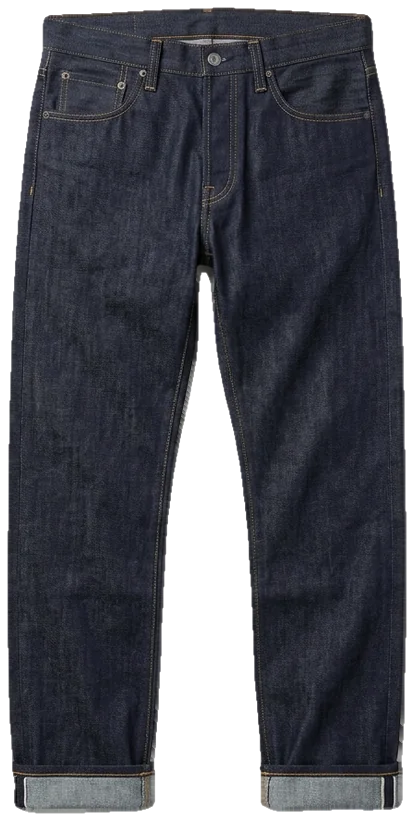 Raw denim straight jeans