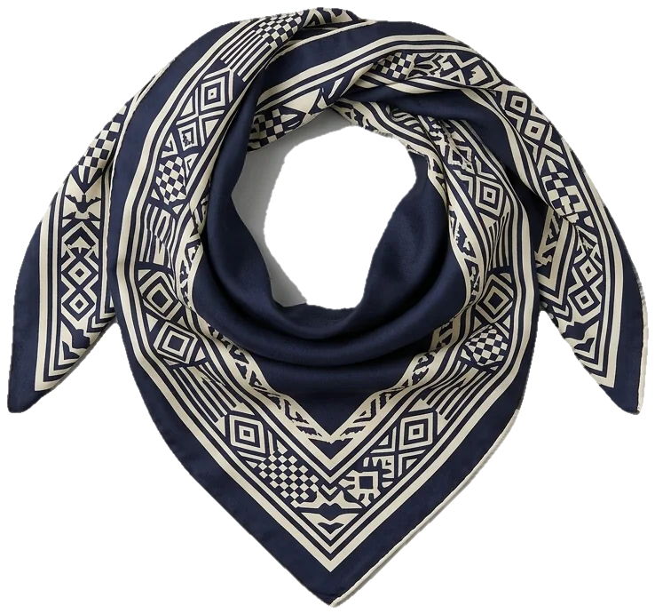 Navy silk scarf