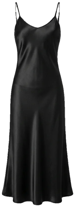 Black satin slip dress